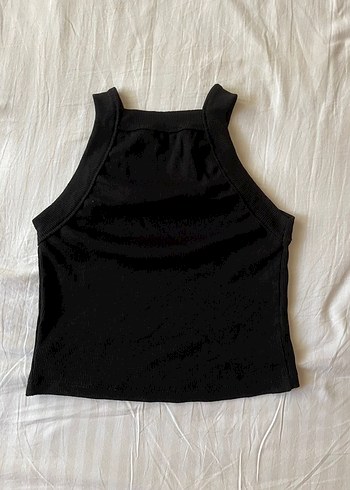 Siyah Baskılı Spor halter yaka crop - Görsel 2