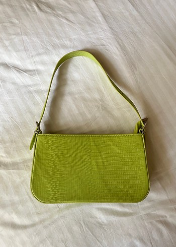 Yeşil Deri Yılan Desenli Kadın Çanta - Görsel 4