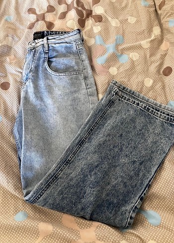 Çift renkli wide leg Y2K jean/kot - Görsel 3