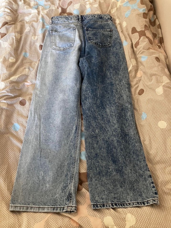 Çift renkli wide leg Y2K jean/kot - Görsel 2