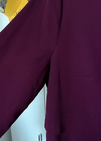 Zincir kolye Detaylı Uzun Mürdüm Kadın Tunik - Görsel 4