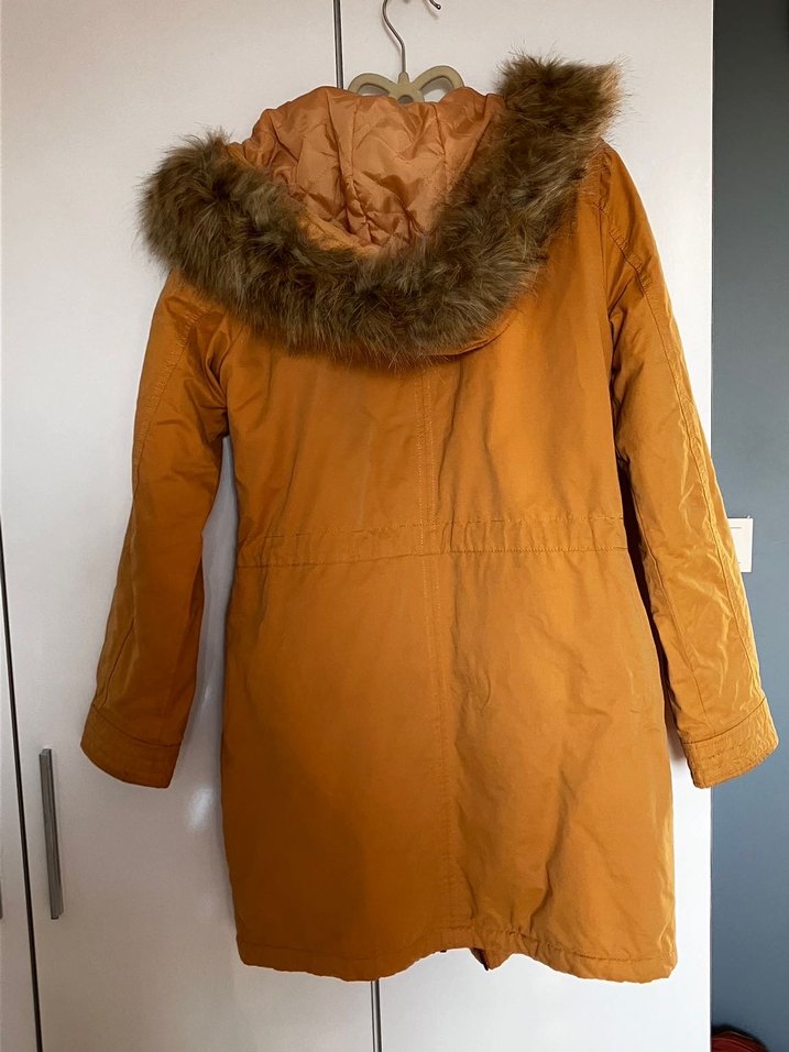 Kürklü Bej Kadın Kışlık Mont - Görsel 5