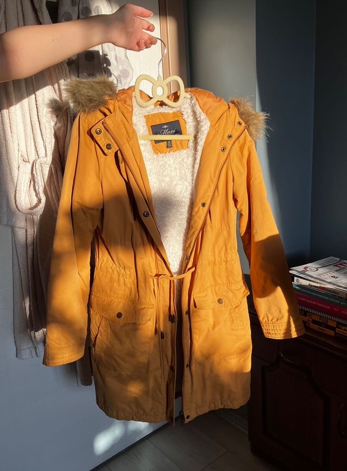 Kürklü Bej Kadın Kışlık Mont - Görsel 4