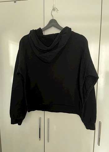 Siyah Kapüşonlu Salaş Sweatshirt - Görsel 2