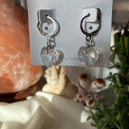 Accessorize Şeffaf kalpli küpe