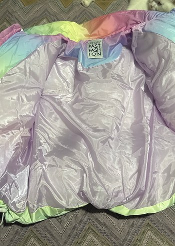 Diğer Pastel Renkli Tie-Dye Kadın Kışlık Şişme Mont