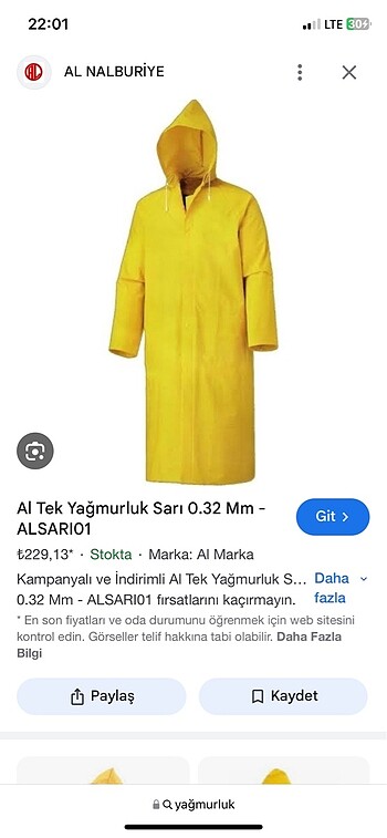 Diğer Sarı yağmurluk