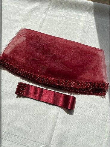 Beden bordo Renk Kına örtüsü ve gelin kuşağı takımı