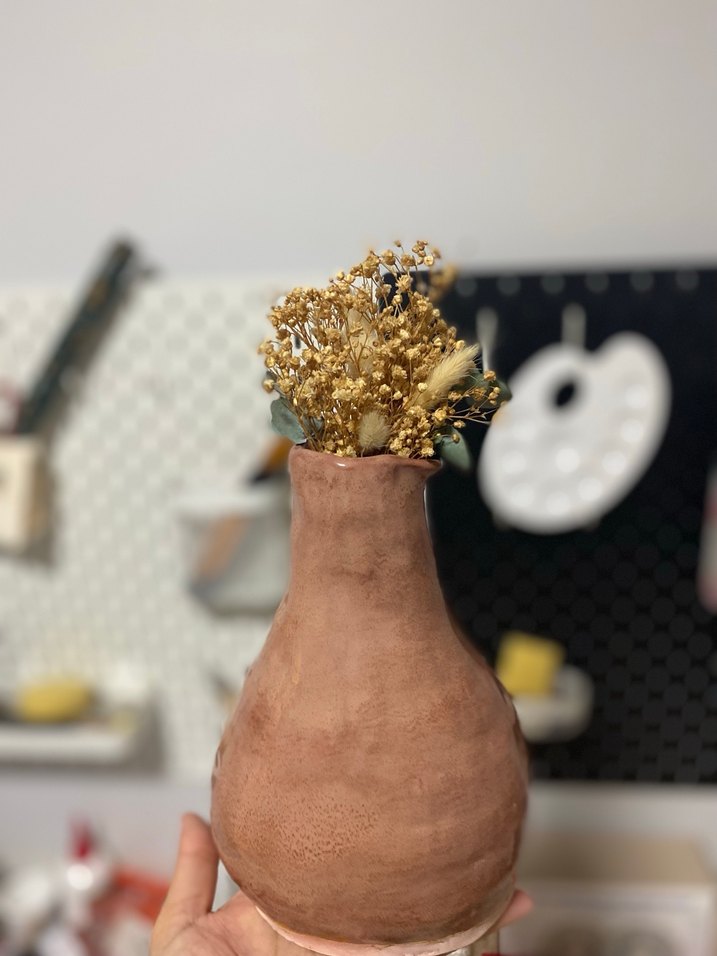 Pastel Bej Seramik Vazo - Görsel 3