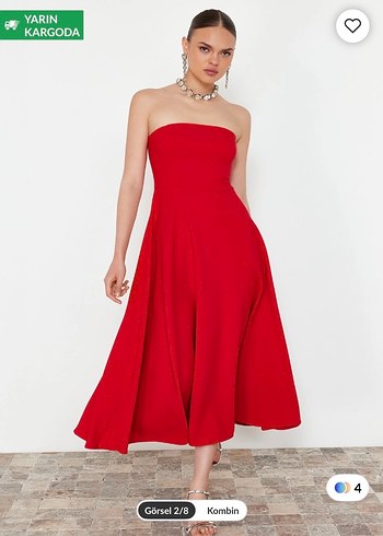 Kırmızı abiye elbise - Görsel 6