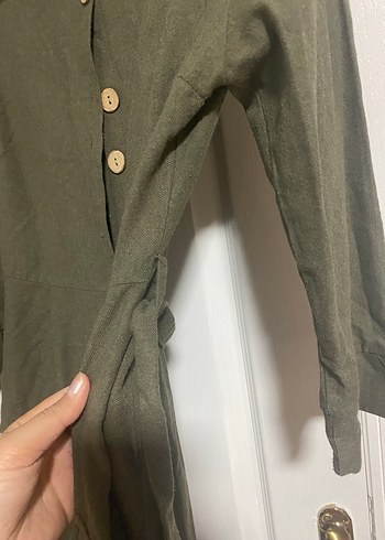 Kadın Haki Uzun Düğmeli Elbise - Görsel 2