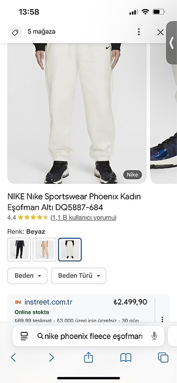 xs Beden Nike eşofman altı