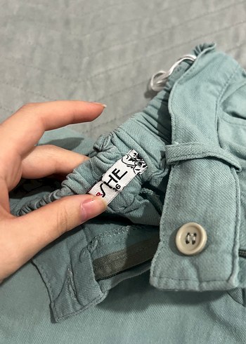 Gri Keten Kadın Pantolon, Pileli, Rahat Kesim - Görsel 2