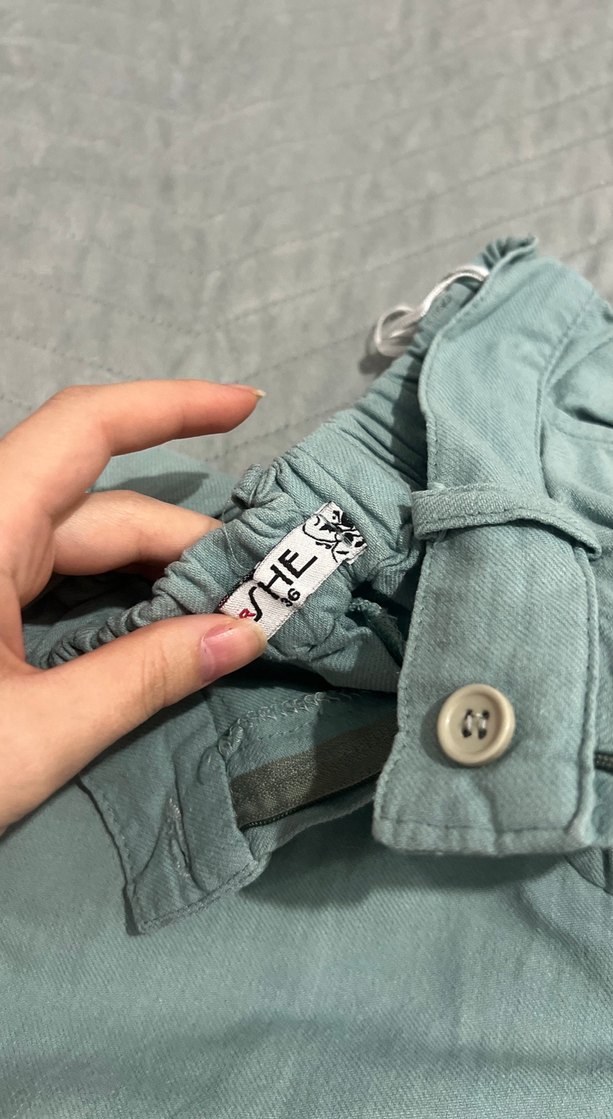 Gri Keten Kadın Pantolon, Pileli, Rahat Kesim - Görsel 2