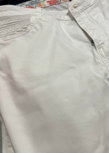 Beyaz Kadın Midi Kumaş Pantolon - Görsel 3