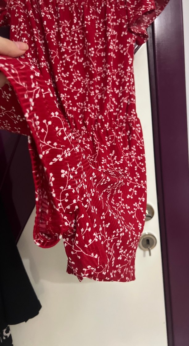 Kısa Kollu Kırmızı Midi Bohem Tulum - Görsel 2