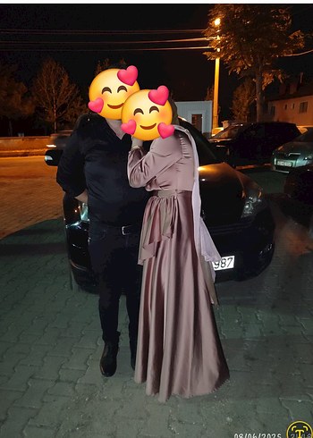 Kahverengi Drapeli Uzun Abiye Elbise - Görsel 4