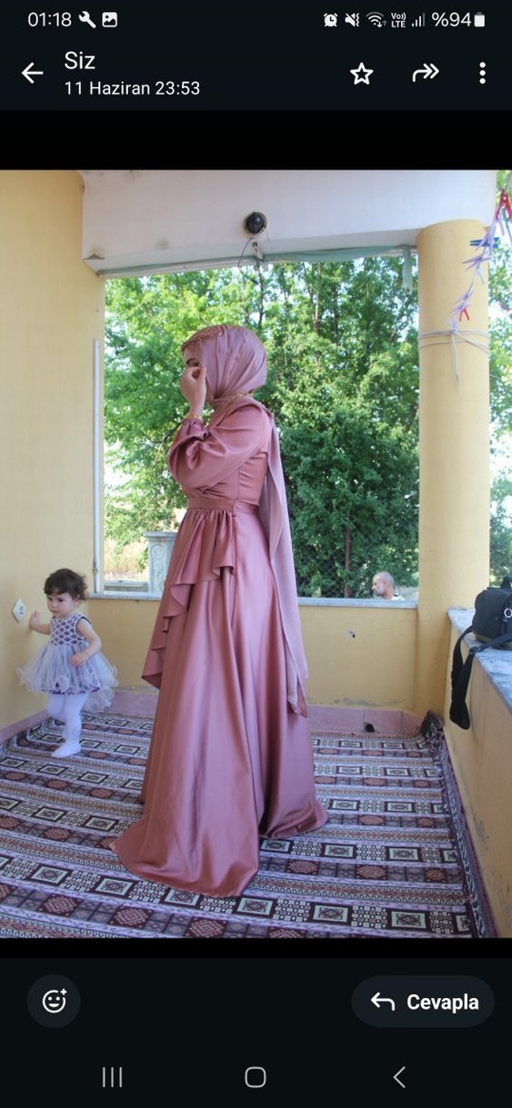 Kahverengi Drapeli Uzun Abiye Elbise - Görsel 2