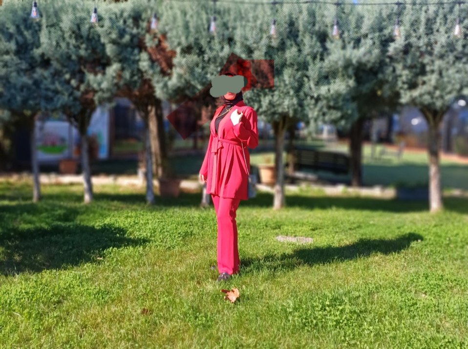 Kırmızı Drapeli Kadın Ceket Pantalon takım - Görsel 2