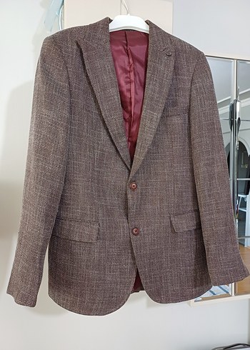 Bordo Düğmeli Erkek Ofis Ceket - Görsel 2