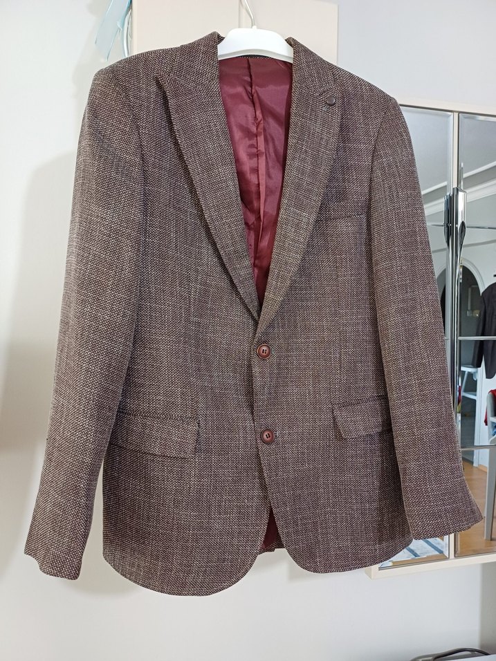 Bordo Düğmeli Erkek Ofis Ceket - Görsel 2