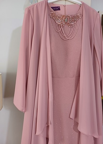 Pembe Drapeli Uzun Abiye Elbise - Görsel 5