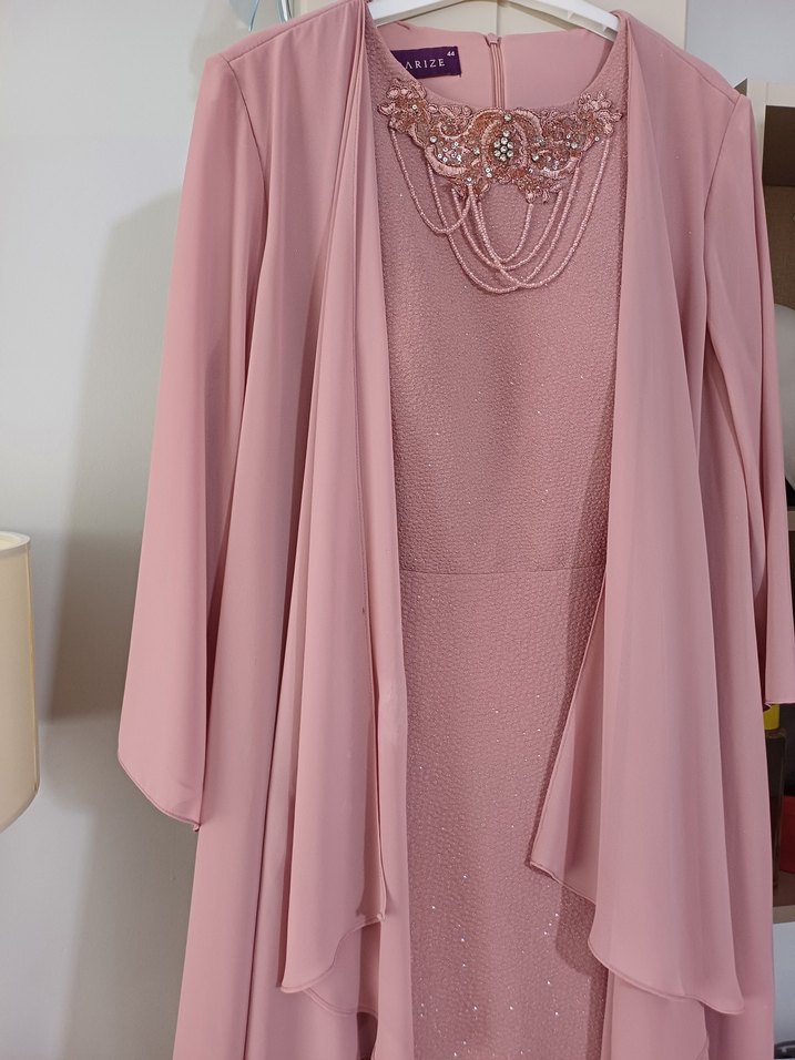 Pembe Drapeli Uzun Abiye Elbise - Görsel 5