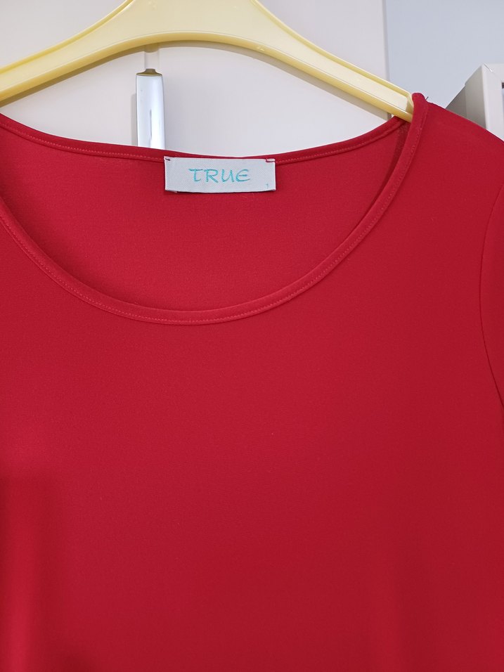 Kırmızı Uzun Kollu Salaş Uzun Elbise - Görsel 2