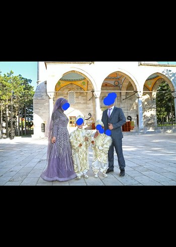 Uzun Kollu Mor Tesettür Nişan Elbisesi - Görsel 7