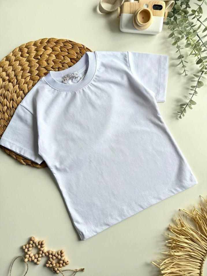 Beyaz Düz Çocuk İçlik Tişörtü - Görsel 2