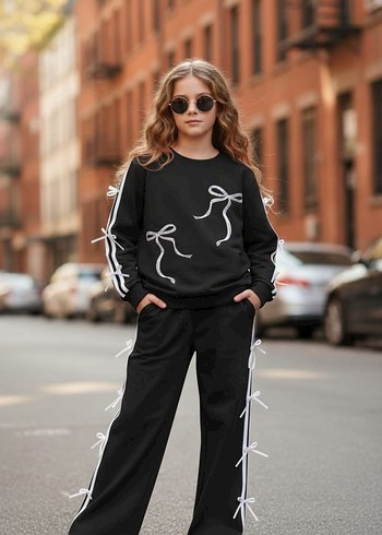 Pembe Fiyonklu Kız Eşofman Takımı - Görsel 3