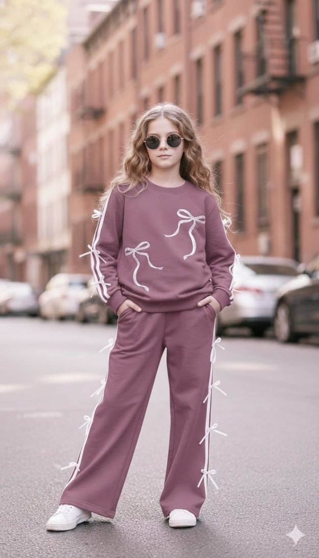 Pembe Fiyonklu Kız Eşofman Takımı - Görsel 2