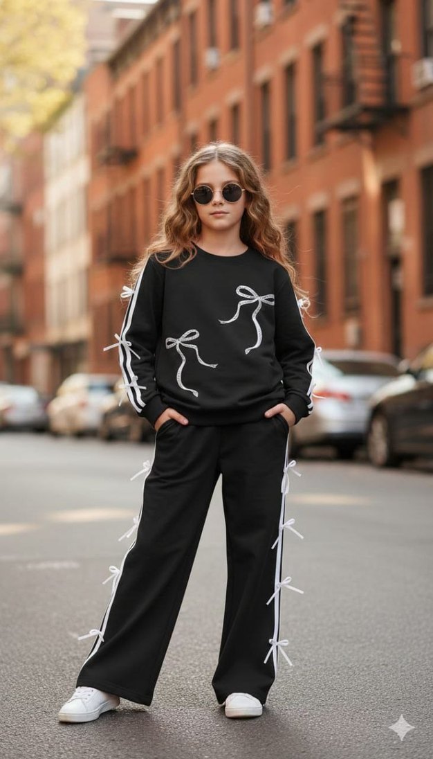 Pembe Fiyonklu Kız Eşofman Takımı - Görsel 3