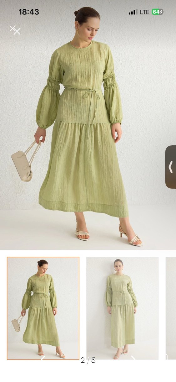 Kadın Uzun Pileli tesettür Elbise - Görsel 2