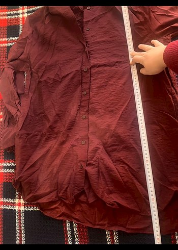 Defacto modest Bordo tesettür tunik gömlek - Görsel 2