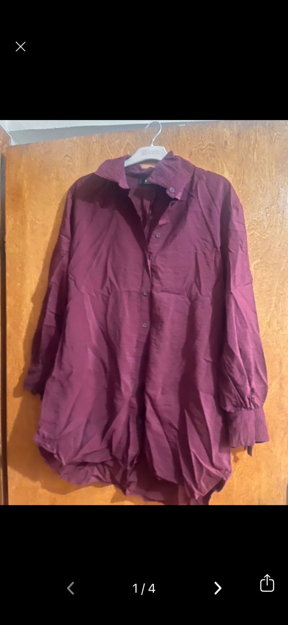 Defacto modest Bordo tesettür tunik gömlek - Görsel 4