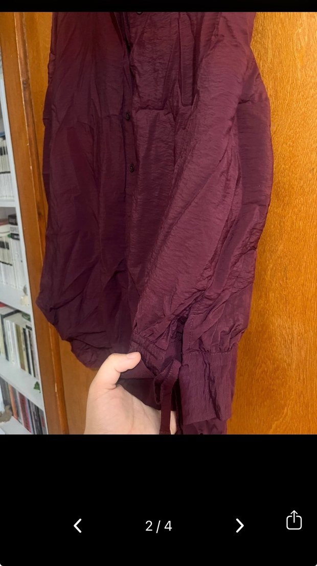 Defacto modest Bordo tesettür tunik gömlek - Görsel 3