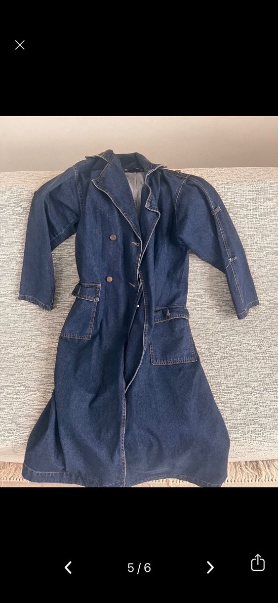 Kadın He-qa  Lacivert Denim Uzun Trençkot - Görsel 3