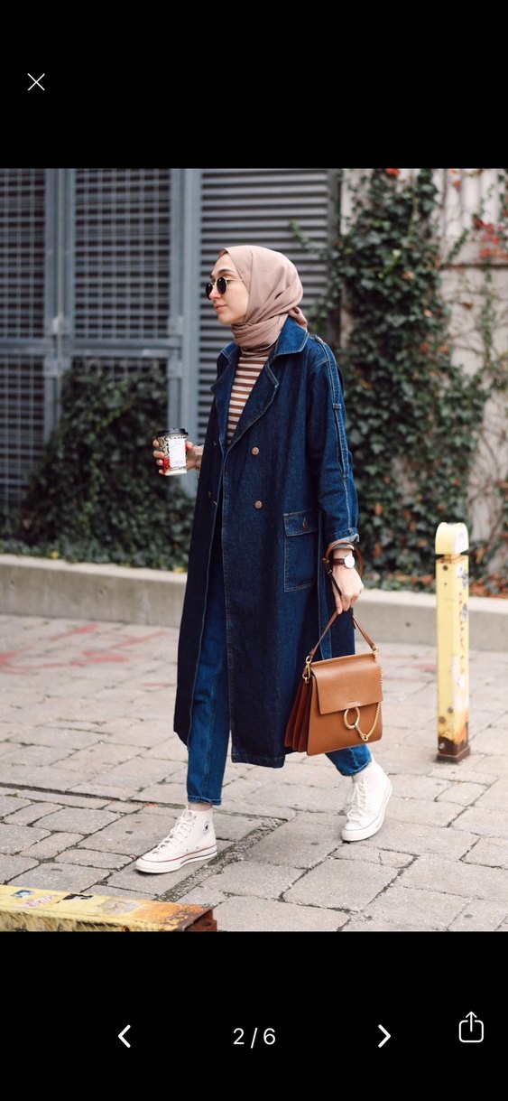 Kadın He-qa  Lacivert Denim Uzun Trençkot - Görsel 2