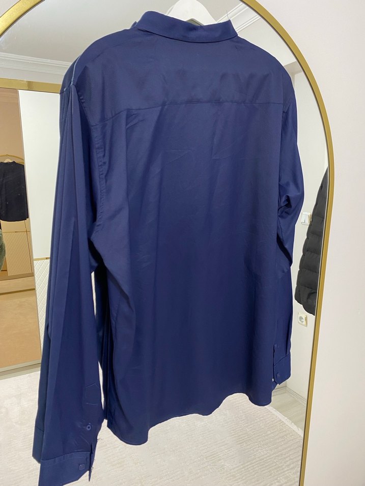 Düğmeli Mavi Erkek Uzun Kollu Gömlek - Görsel 2