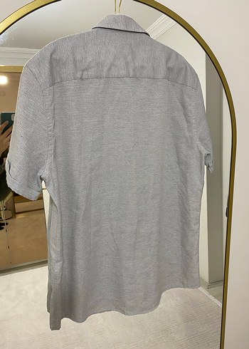 Gri Kısa Kollu Düğmeli Erkek Gömlek - Görsel 2