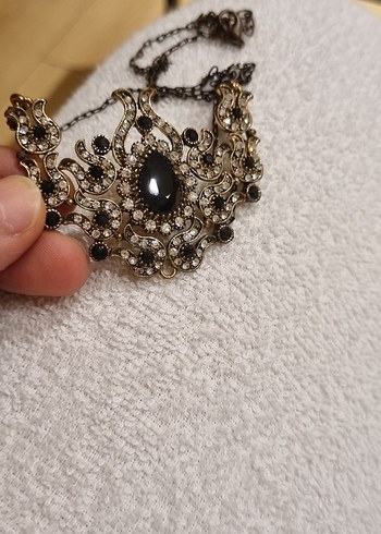 Uzun Vintage Siyah Boncuklu Gotik Kolye - Görsel 2