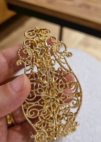 Vintage Altın Renk Boncuklu aaç tokası düğün akswsuar - Görsel 2