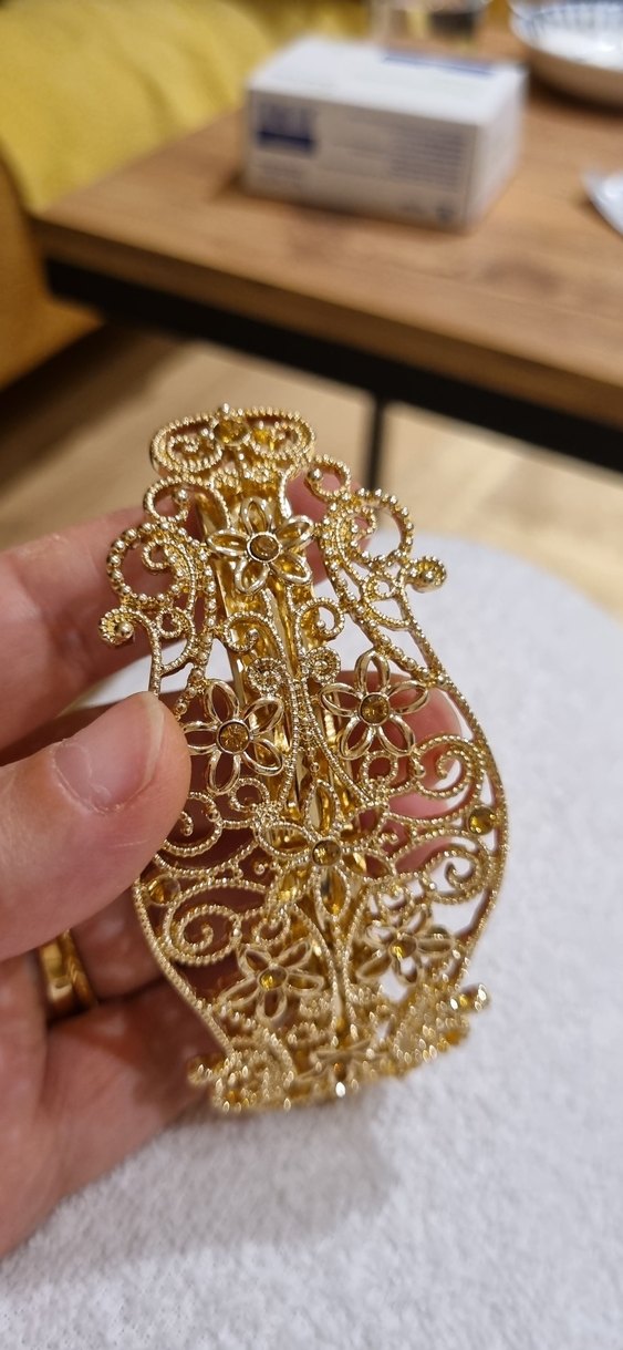 Vintage Altın Renk Boncuklu aaç tokası düğün akswsuar - Görsel 2