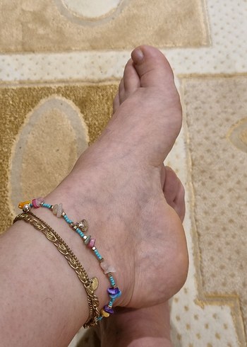 Boncuklu Çok Renkli Bohem Halhal - Görsel 3