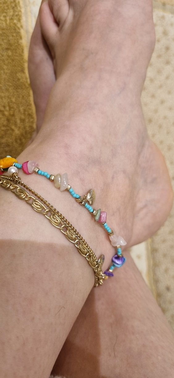 Boncuklu Çok Renkli Bohem Halhal - Görsel 2