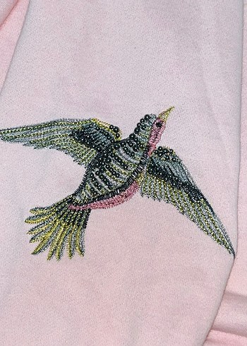 Pembe Nakışlı Kadın Sweatshirt - Görsel 2