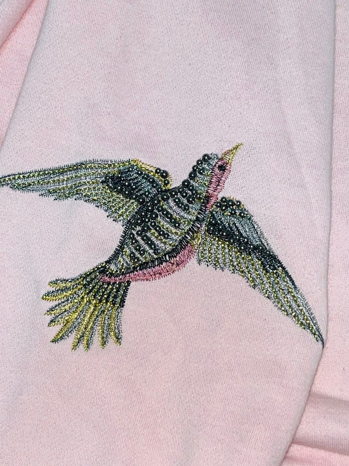 Pembe Nakışlı Kadın Sweatshirt - Görsel 2