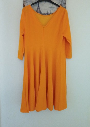 Turuncu sıfir  Yakalı Midi Triko Elbise - Görsel 2