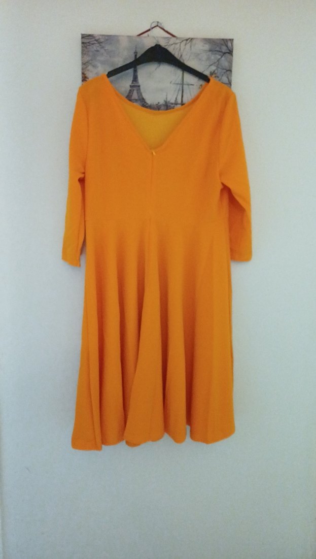 Turuncu sıfir  Yakalı Midi Triko Elbise - Görsel 2